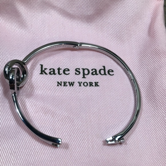Kate Spade Rhinestone accent silver tone hinge bangle bracelet - Picture 5 of 9